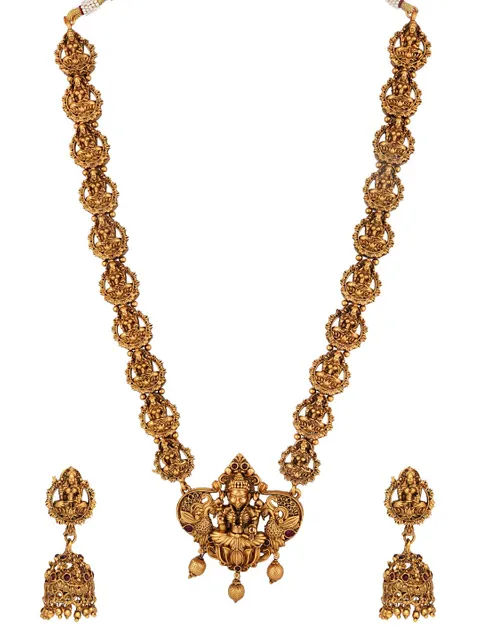 Temple Long Necklace Set in Gold finish - RNK124