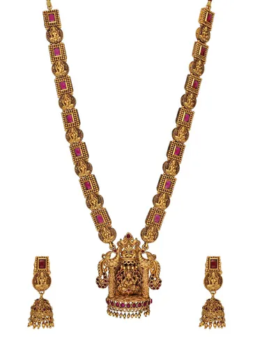 Temple Long Necklace Set in Gold finish - RNK123