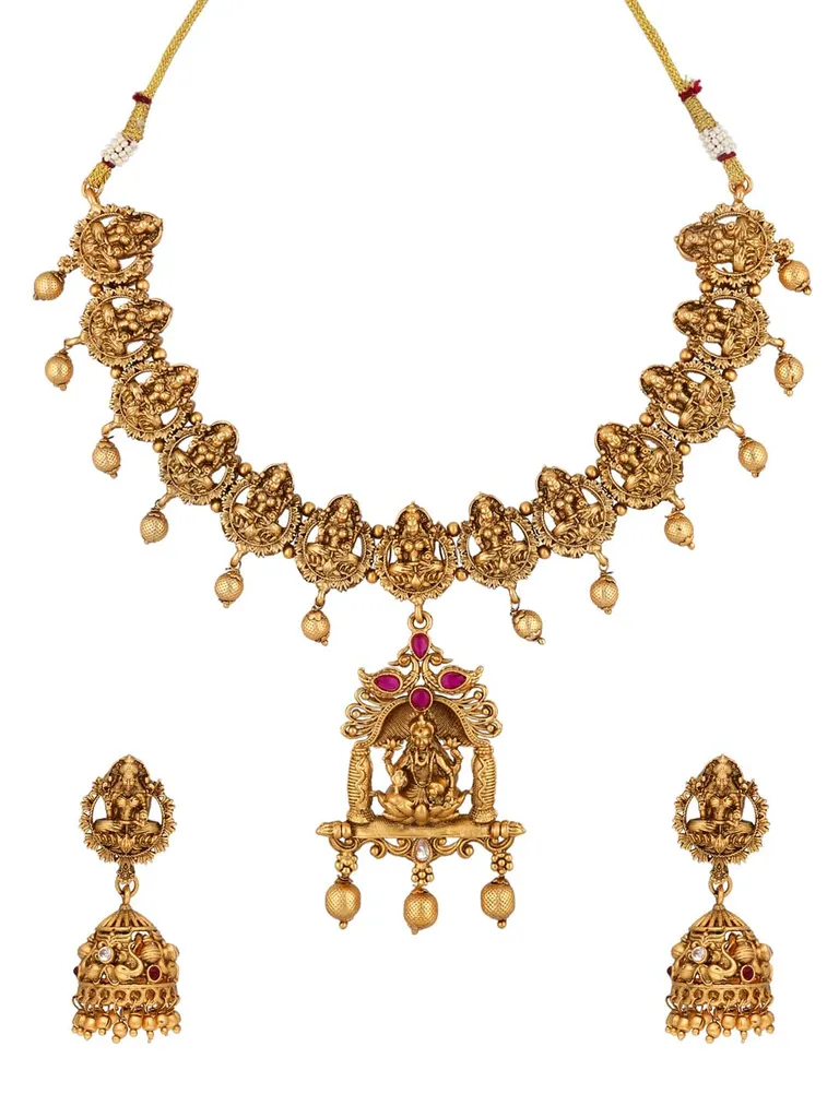 Temple Necklace Set in Rajwadi finish - RNK105