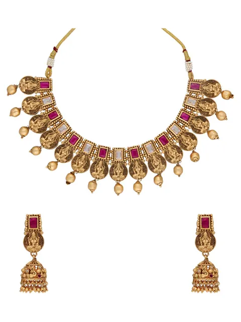 Temple Necklace Set in Rajwadi finish - RNK108