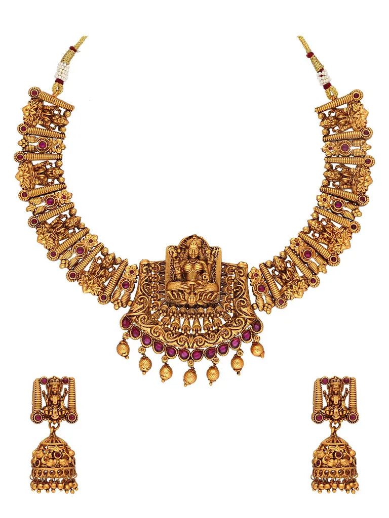 Temple Necklace Set in Gold finish - RNK143