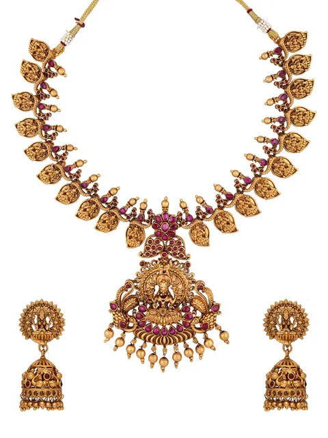 Temple Necklace Set in Gold finish - RNK144