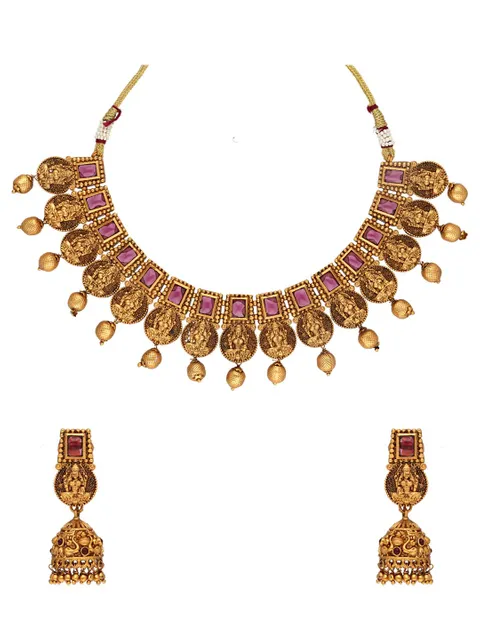 Temple Necklace Set in Gold finish - RNK149