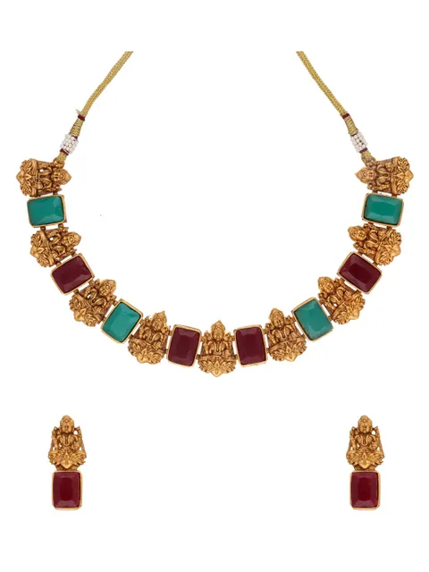 Temple Necklace Set in Gold finish - RNK148