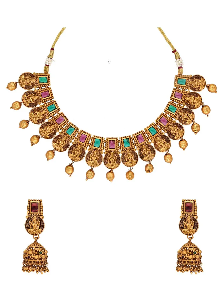 Temple Necklace Set in Gold finish - RNK150