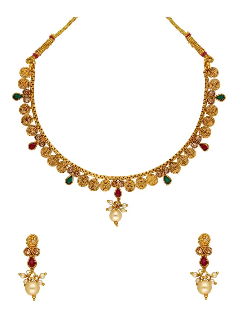 Antique Necklace Set in Gold finish - SKH387
