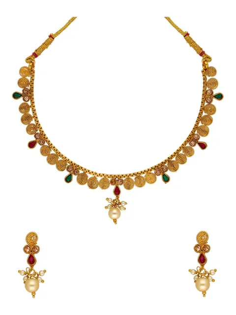 Antique Necklace Set in Gold finish - SKH387