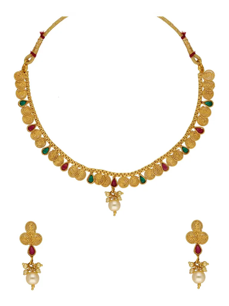 Antique Necklace Set in Gold finish - SKH385