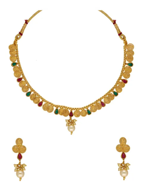 Antique Necklace Set in Gold finish - SKH385