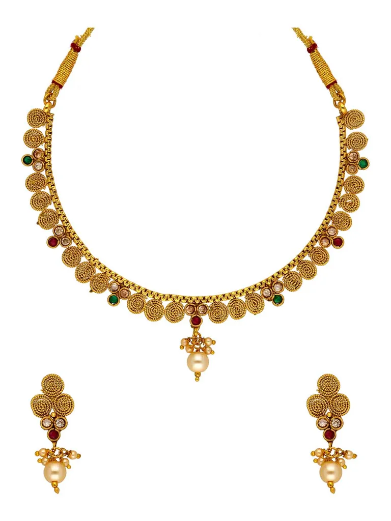 Antique Necklace Set in Gold finish - SKH392
