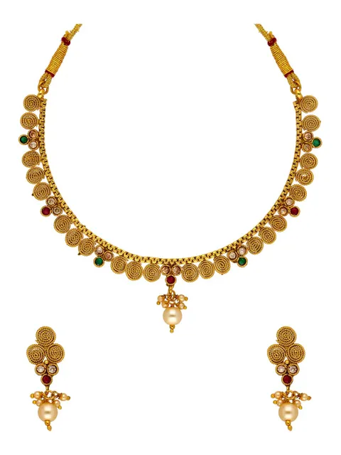 Antique Necklace Set in Gold finish - SKH392