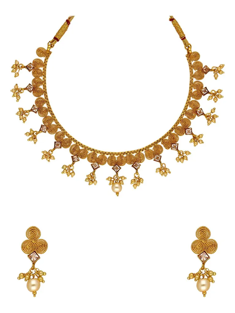 Antique Necklace Set in Gold finish - SKH394