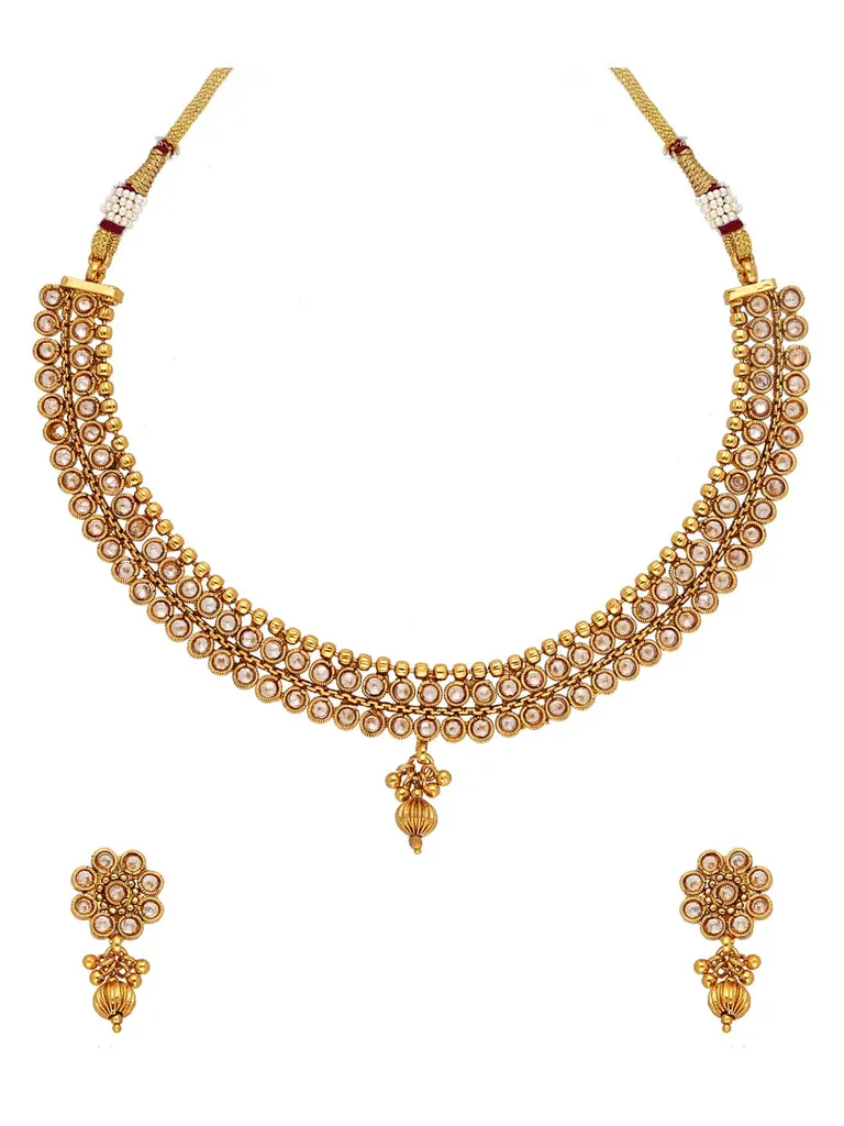 Reverse AD Necklace Set in Gold finish - AMN593