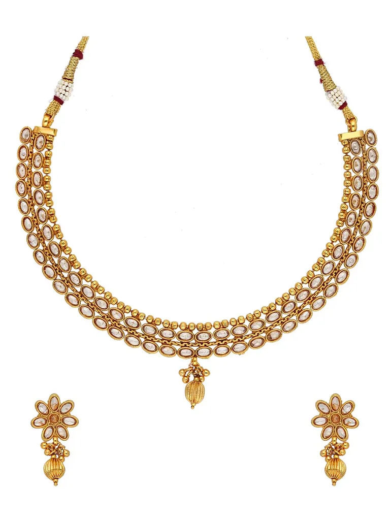 Reverse AD Necklace Set in Gold finish - AMN595