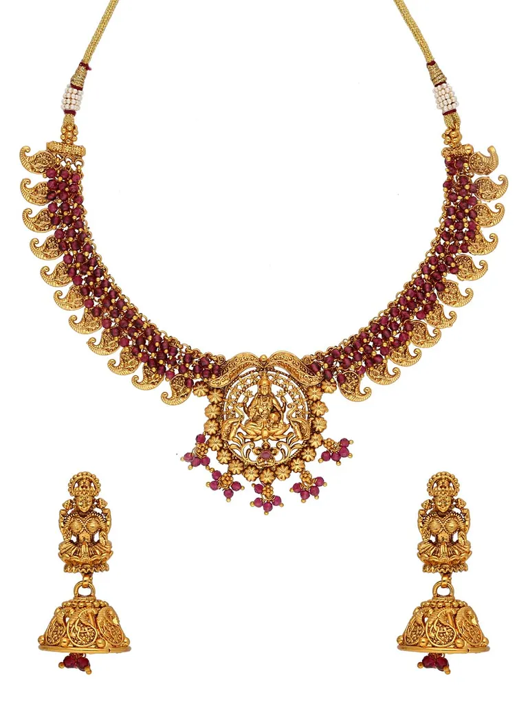 Temple Necklace Set in Gold finish - AMN614