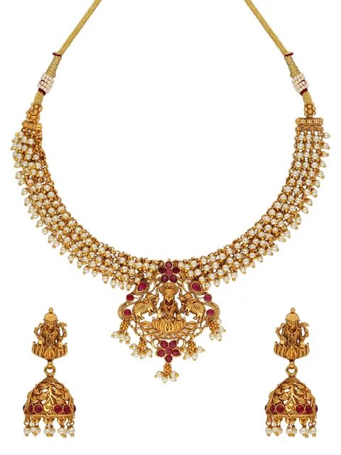 Temple Necklace Set in Gold finish - AMN609