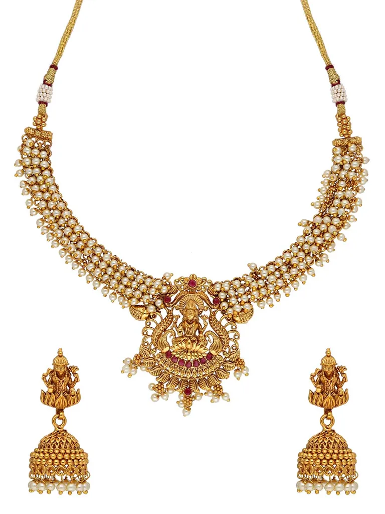 Temple Necklace Set in Gold finish - AMN612