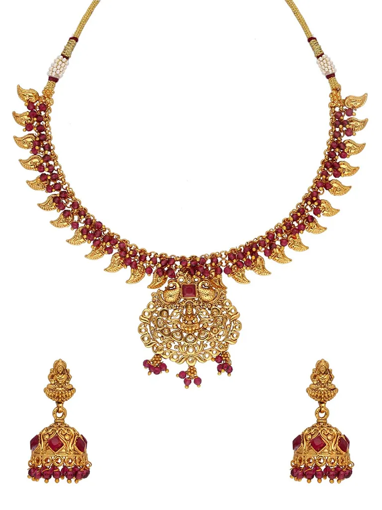 Temple Necklace Set in Gold finish - AMN623