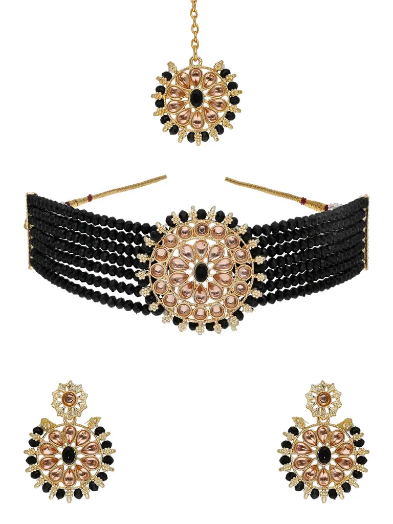 Traditional Choker Necklace Set in Gold finish - 99