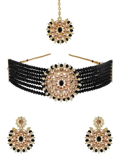 Traditional Choker Necklace Set in Gold finish - 99