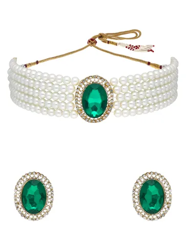 Pearls Choker Necklace Set in Gold finish - 6631GR