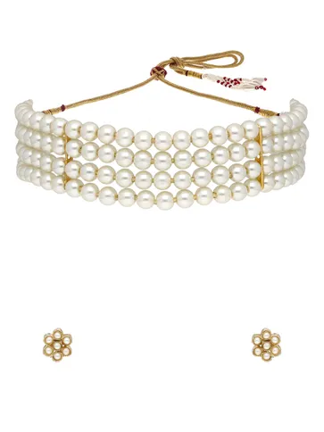 Pearls Choker Necklace Set in Gold finish - 1205