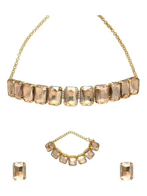 Choker Necklace Set with Bracelet in Gold finish - SP03LC