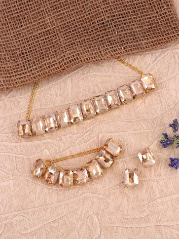 Choker Necklace Set with Bracelet in Gold finish - SP03LC