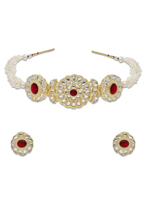 Kundan Choker Necklace Set in Gold finish - P5109