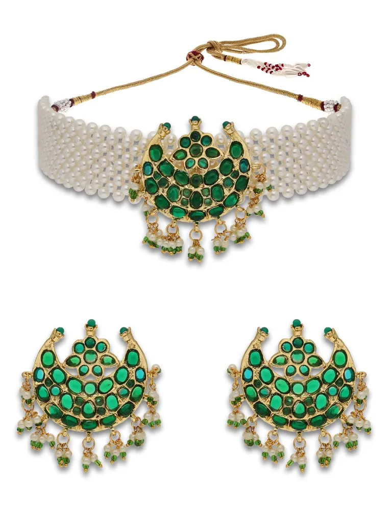 Kundan Choker Necklace Set in Gold finish - P7046
