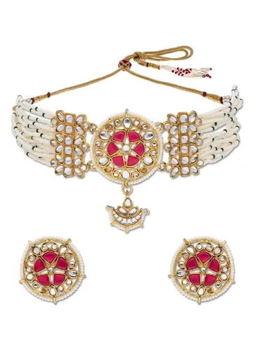 Kundan Choker Necklace Set in Gold finish - P7082