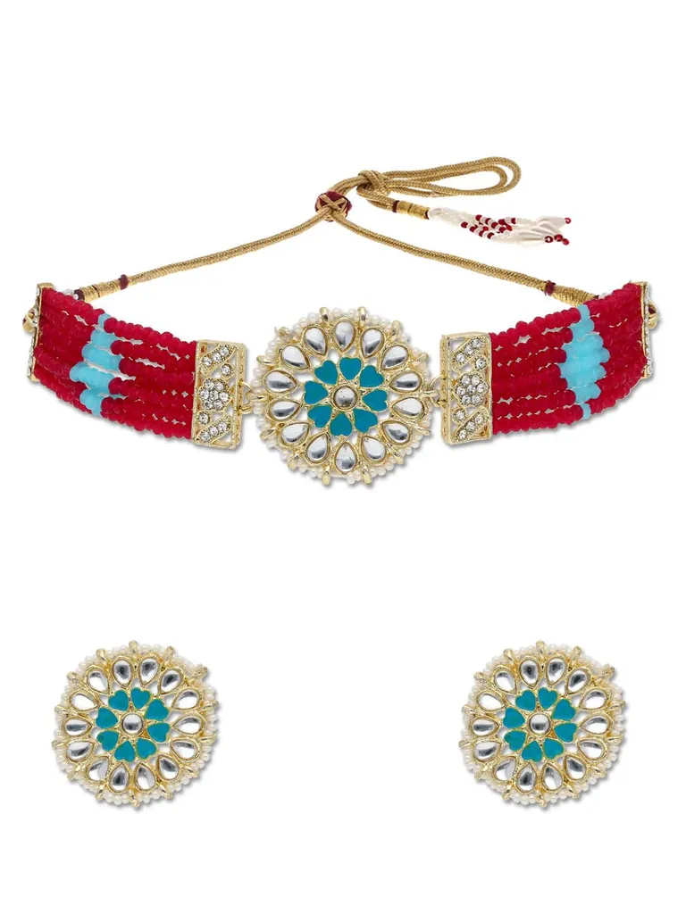 Kundan Choker Necklace Set in Gold finish - P7102