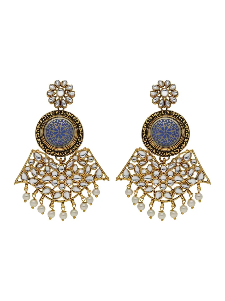 Traditional Long Earrings in Gold finish - 60229