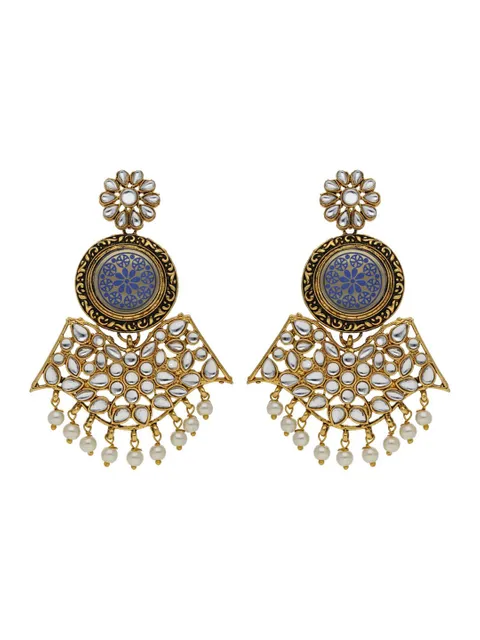 Traditional Long Earrings in Gold finish - 60229