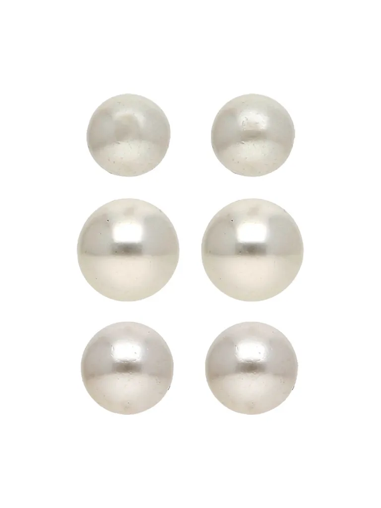 Pearls Tops / Studs in Rhodium finish - S34302