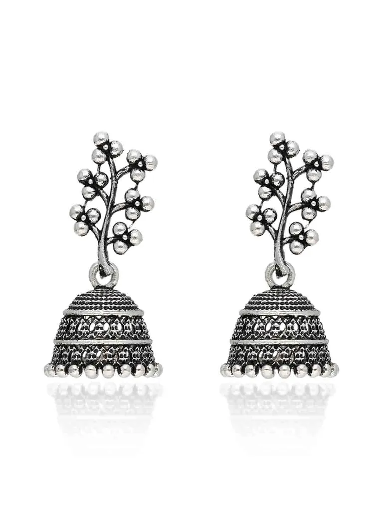 Jhumka Earrings in Oxidised Silver finish - CNB40112