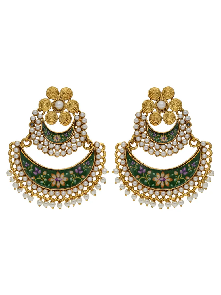 Traditional Chandbali Earrings in Gold finish - 90279GR