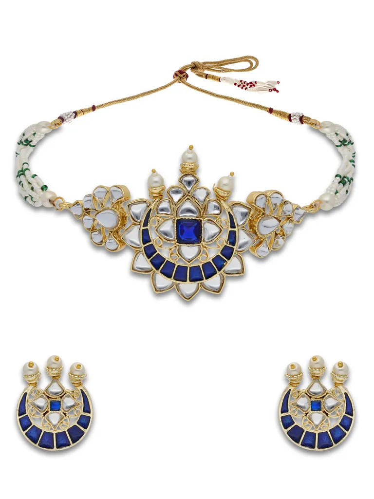 Kundan Choker Necklace Set in Gold finish - P5055BU