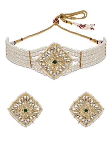 Traditional Choker Necklace Set in Gold finish - P7051
