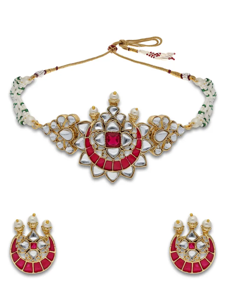 Kundan Choker Necklace Set in Gold finish - P5055RP