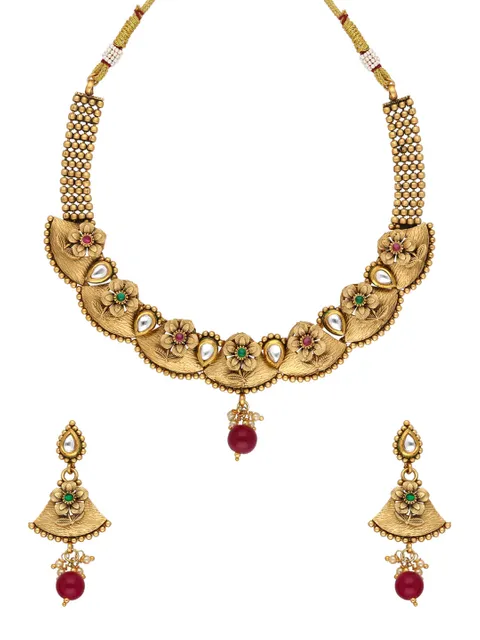 Kundan Necklace Set in Rajwadi finish - C9159