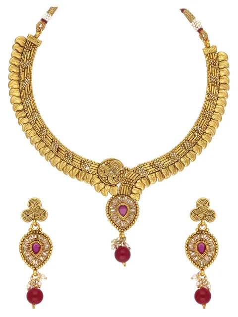 Antique Necklace Set in Rajwadi finish - C9151