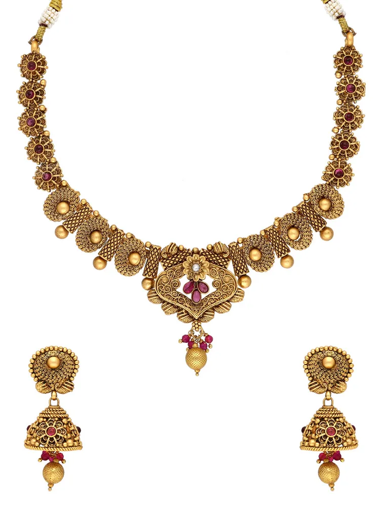Antique Necklace Set in Rajwadi finish - C9184