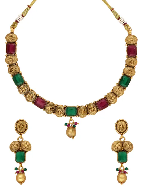 Antique Necklace Set in Rajwadi finish - C9124