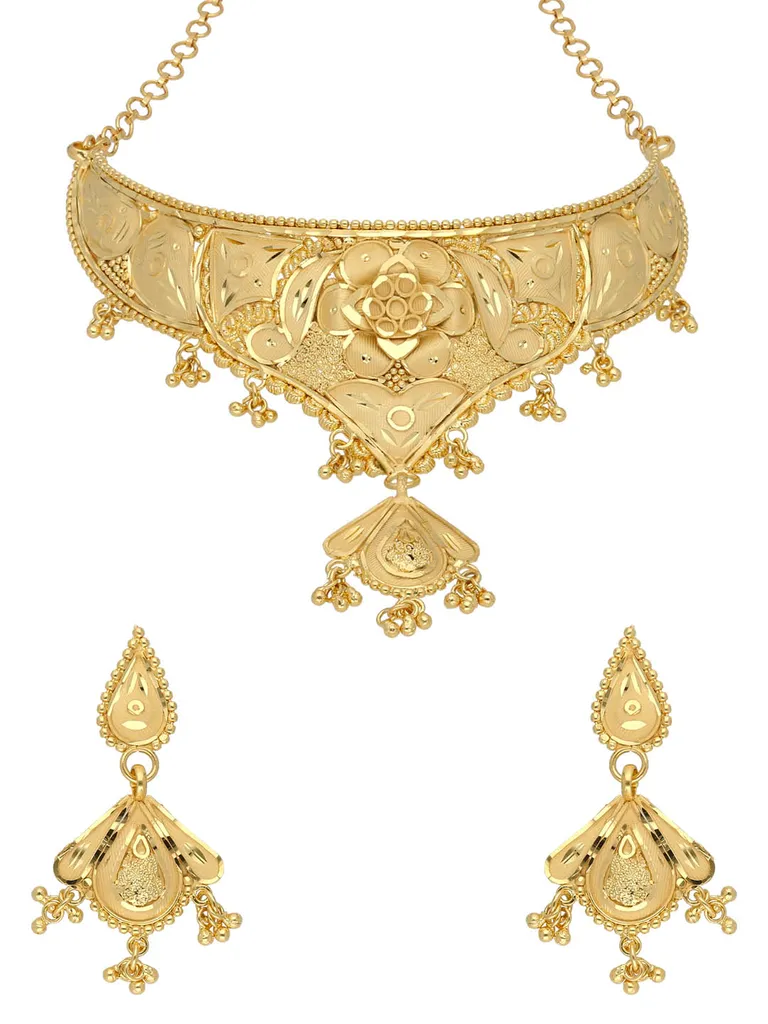 Traditional Forming Gold Necklace Set  - A4309
