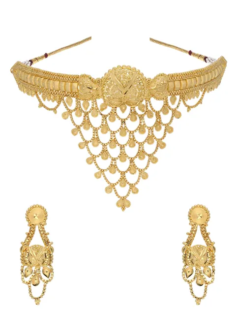 Traditional Forming Gold Necklace Set - A1384
