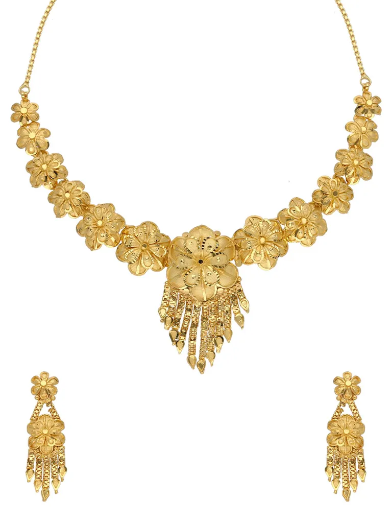 Traditional Forming Gold Necklace Set - A1175