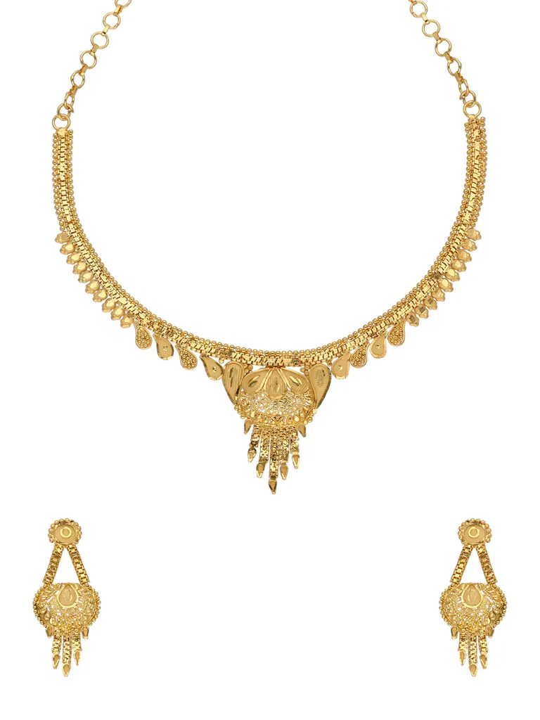 Traditional Forming Gold Necklace Set - A4312