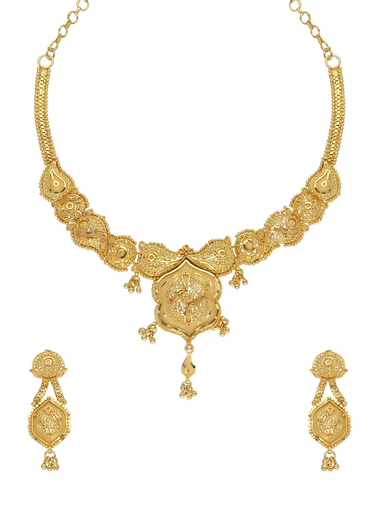 Traditional Forming Gold Necklace Set - A4136