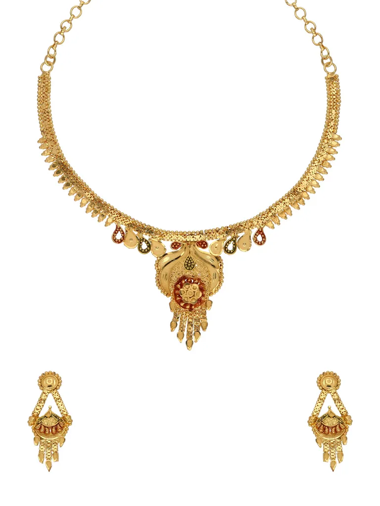 Traditional Forming Gold Necklace Set - A4312RG